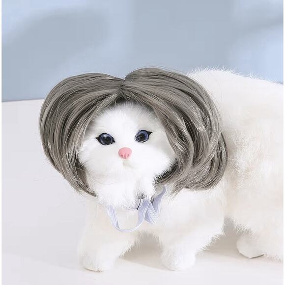 2 Pack TESSVEYA Pet Cosplay Wigs Dog Cat Costume Hairpieces Dark Grey New - Picture 3 of 6